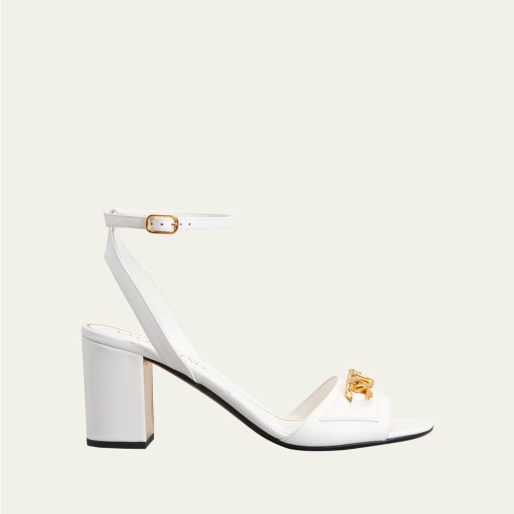 Valentino VLogo Leather Block-Heel Sandals